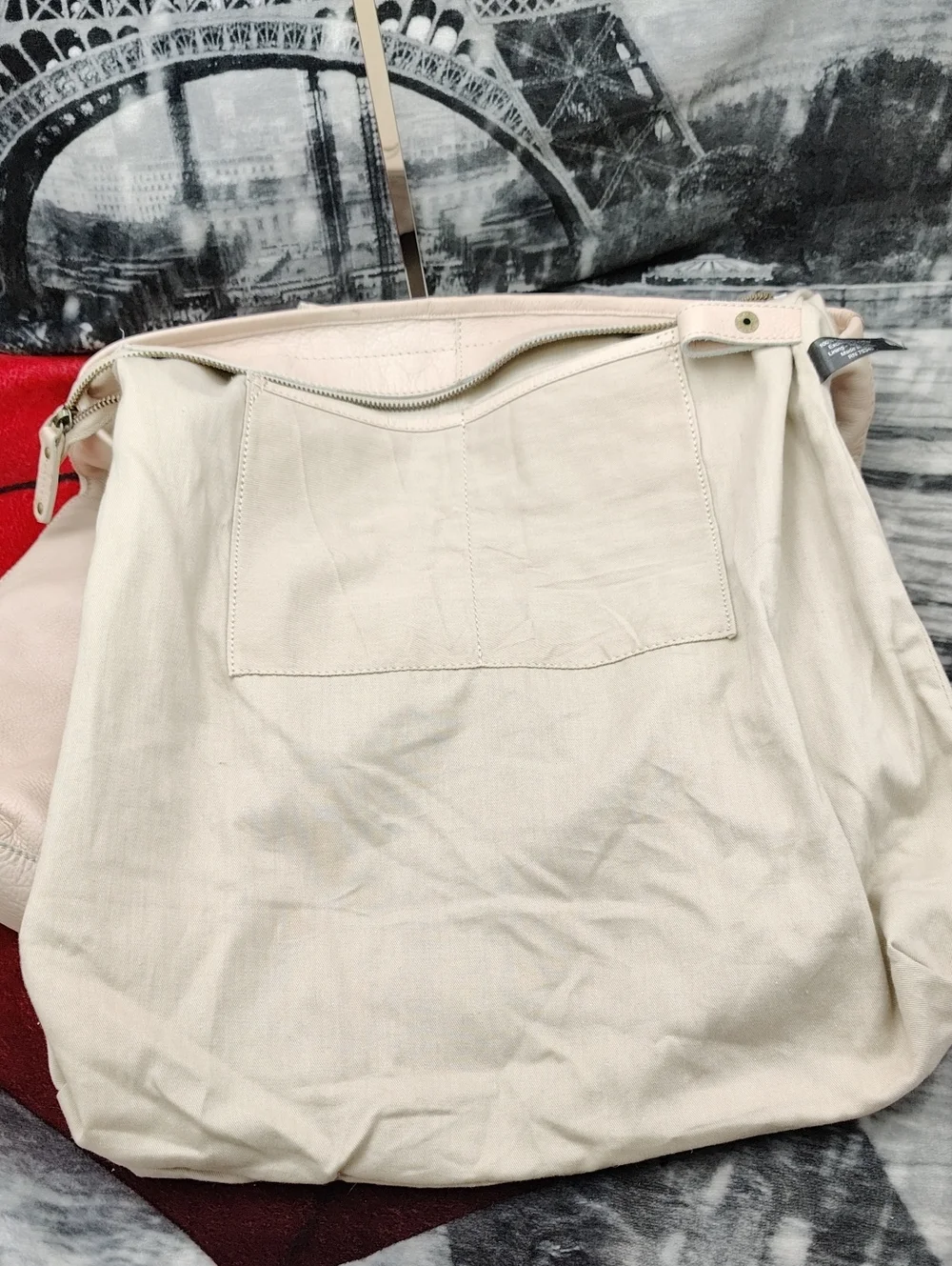 Large Leather Tote Cream